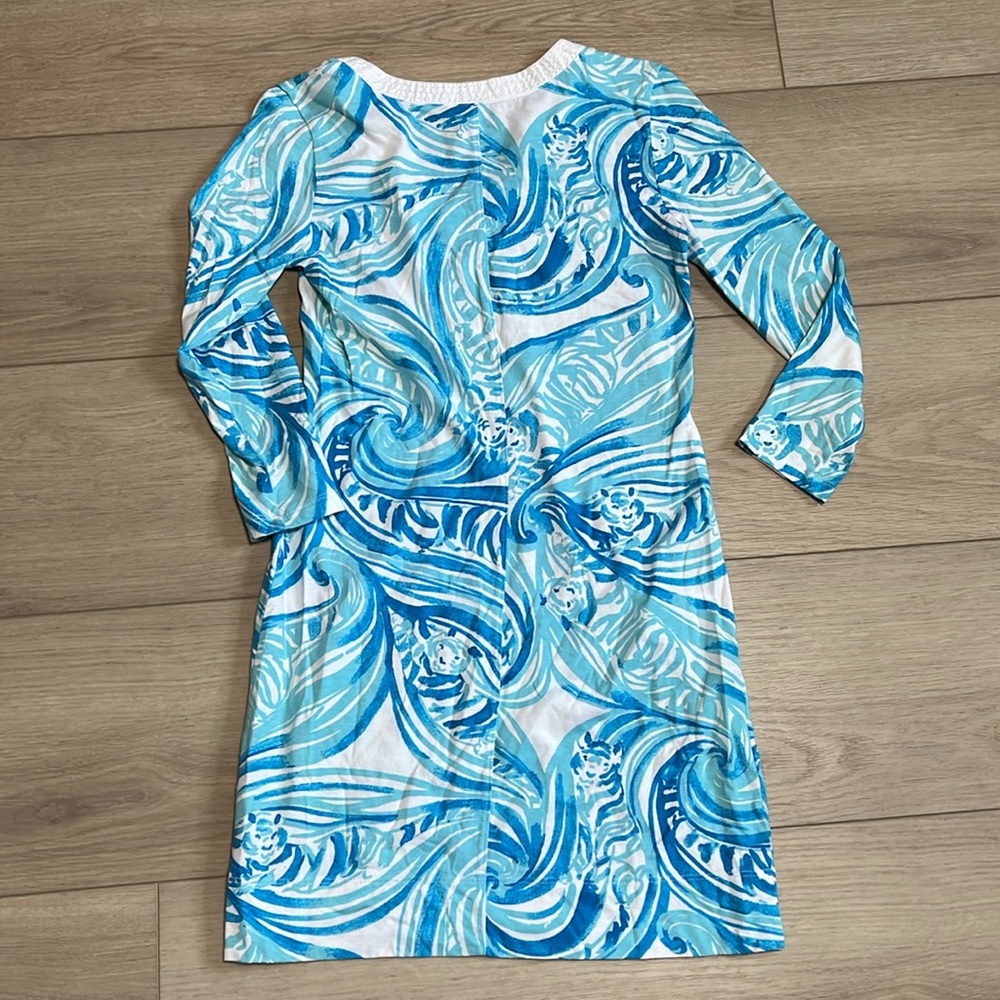 Lilly Pulitzer Marlina Sea Ruffles Dress Blue & White 3/4 Sleeve Size XS Pima Co - Picture 4 of 9